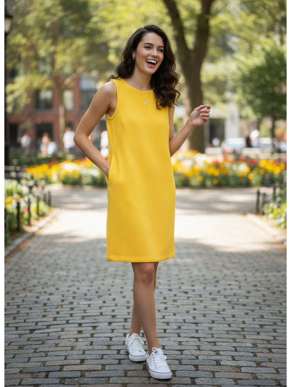 ZARA KNIT Yellow Textured Sleeveless Dress Size Small S Shift Mini Dress